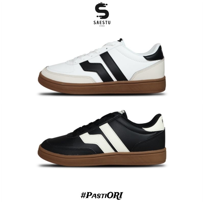 Piero Court Derby Big Logo - Hitam dan Putih || Sepatu Kasual Kerja Nongkrong Sneakers Harian Origin