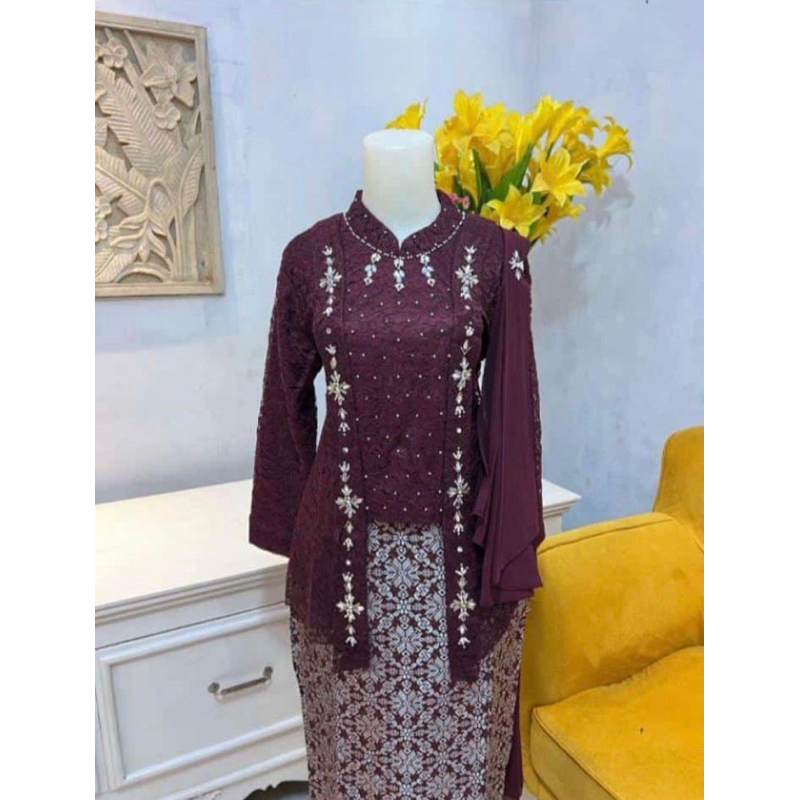 Kebaya Kutu Baru Brokat Slendang / kebaya hijab / kebaya borkat / kebaya terbaru