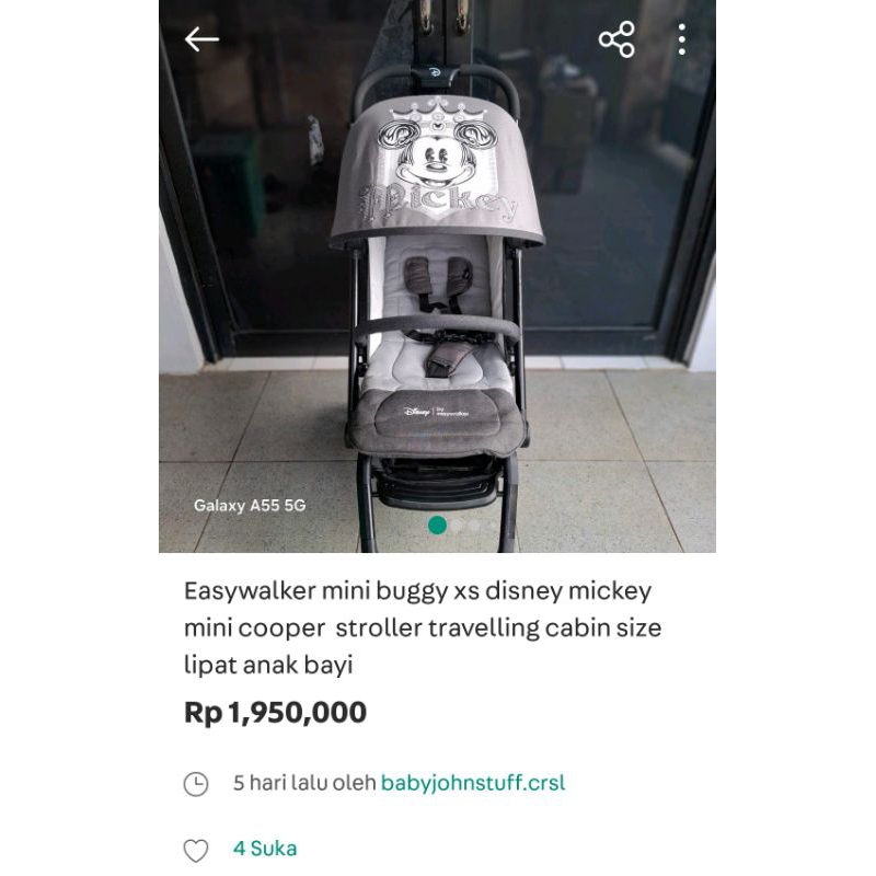 Disney Mickey easywalker mini buggy xs stroller mini Cooper cabin size travelling anak bayi