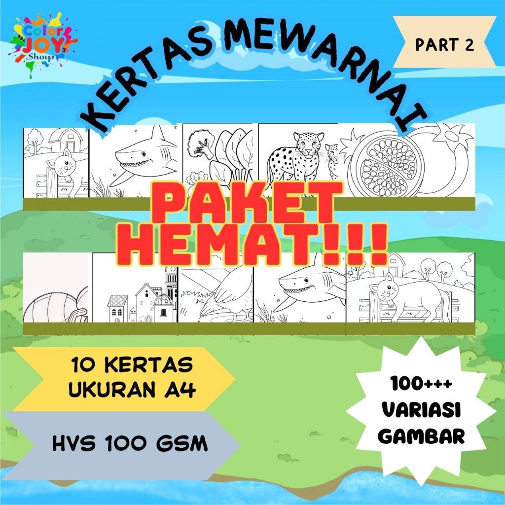 

10 LEMBAR KERTAS MEWARNAI TERMURAH/ COLORING / TEMA MIX / KERTAS MEWARNAI ANAK PAUD TK SD / PART 2