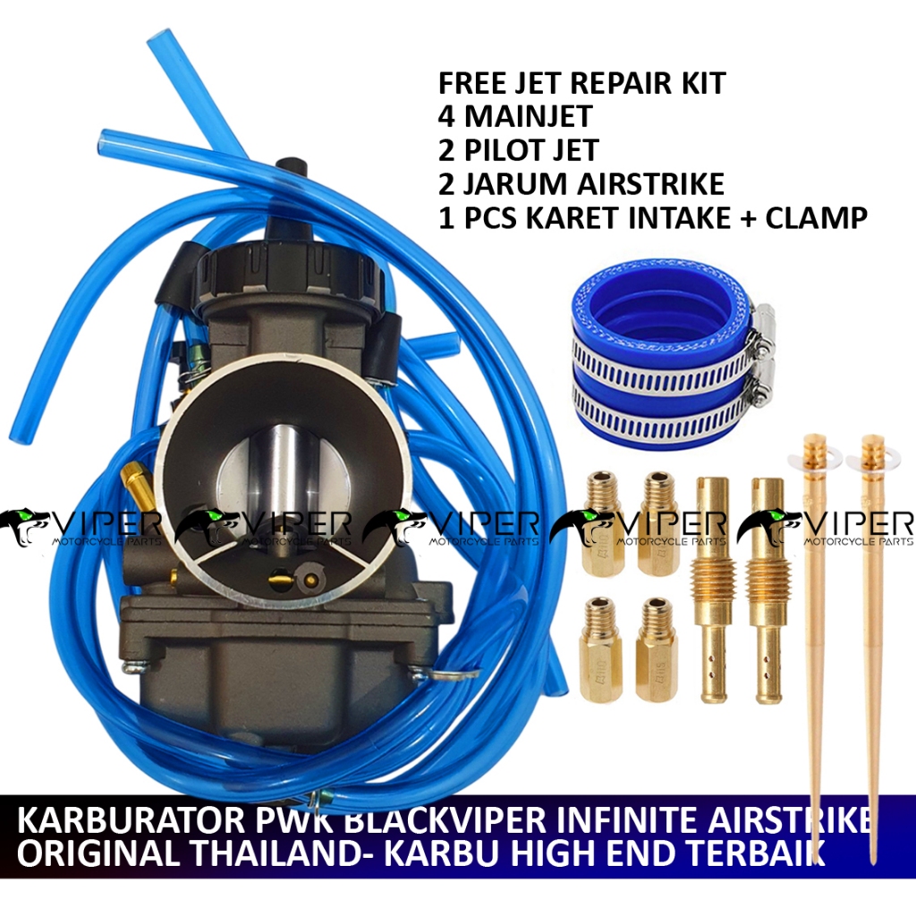 [ BISA COD ] KARBURATOR AIRSTRIKE BLUE MOD DAN SILVER SERIES PWK 24 26 28 30 32 33 34 35 36 38 40 42