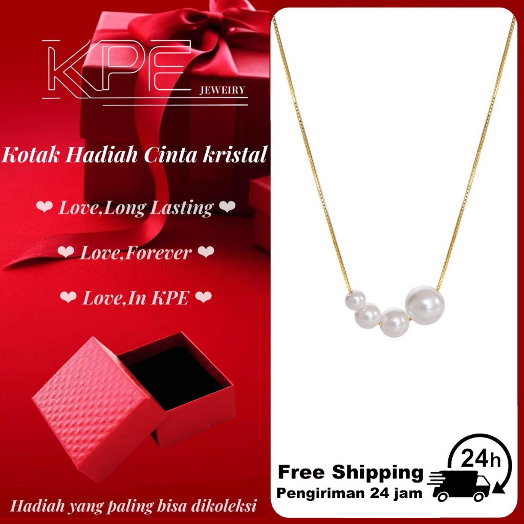 【Free Gift Box】Kalung mutiara,Mutiara yang populer, fashion desain,anting style,kalung mutiara asli,