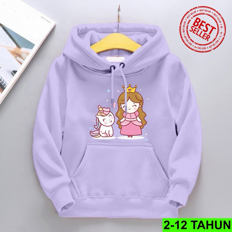 Hoodie Jaket Sweater UNICORN PRINCESS Anak Laki Laki Perempuan Wanita Usia 2 3 4 5 6 7 8 9 10 11 12 