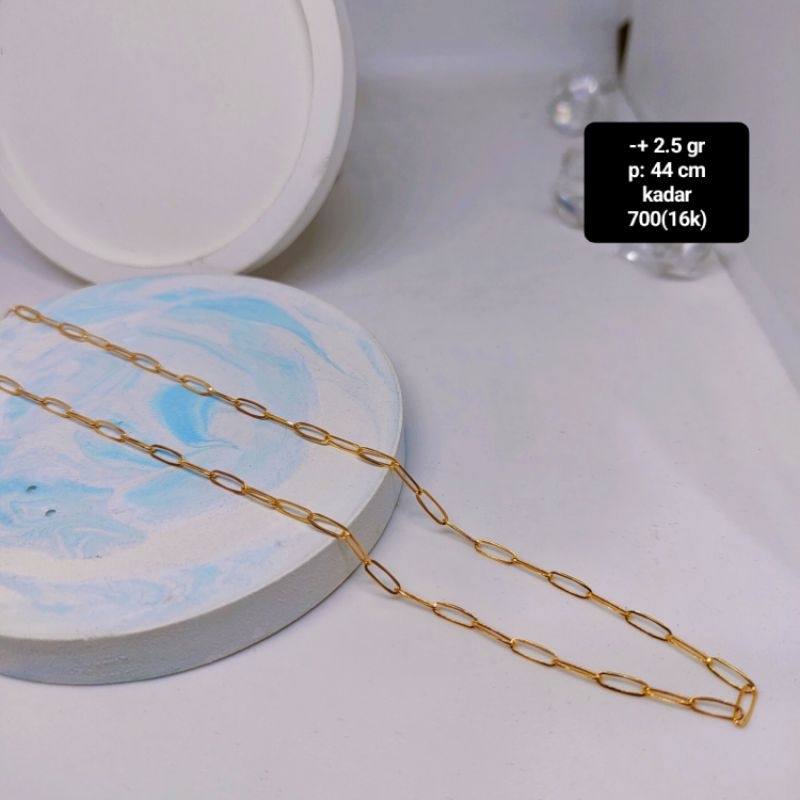 kalung emas model rantai paperclip (kuat) kadar 700(16k)