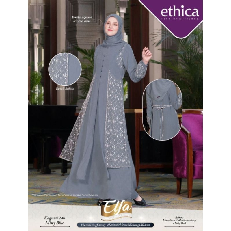 Gamis Ethica Kagumi 246 Misty Blue/Ethica Gamis Sarimbit Misty Blue/Kagumi Misty Blue Ethica/Kagumi 