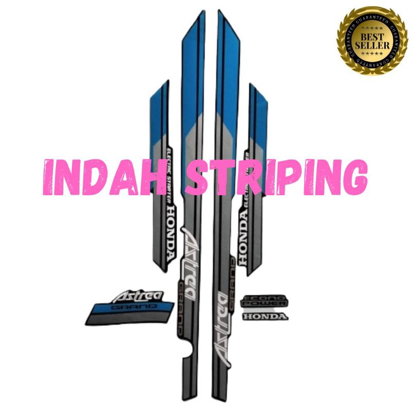 STRIPING STIKER LIS MOTOR ASTREA GRAND TAHUN 1991 WARNA BIRU SILVER