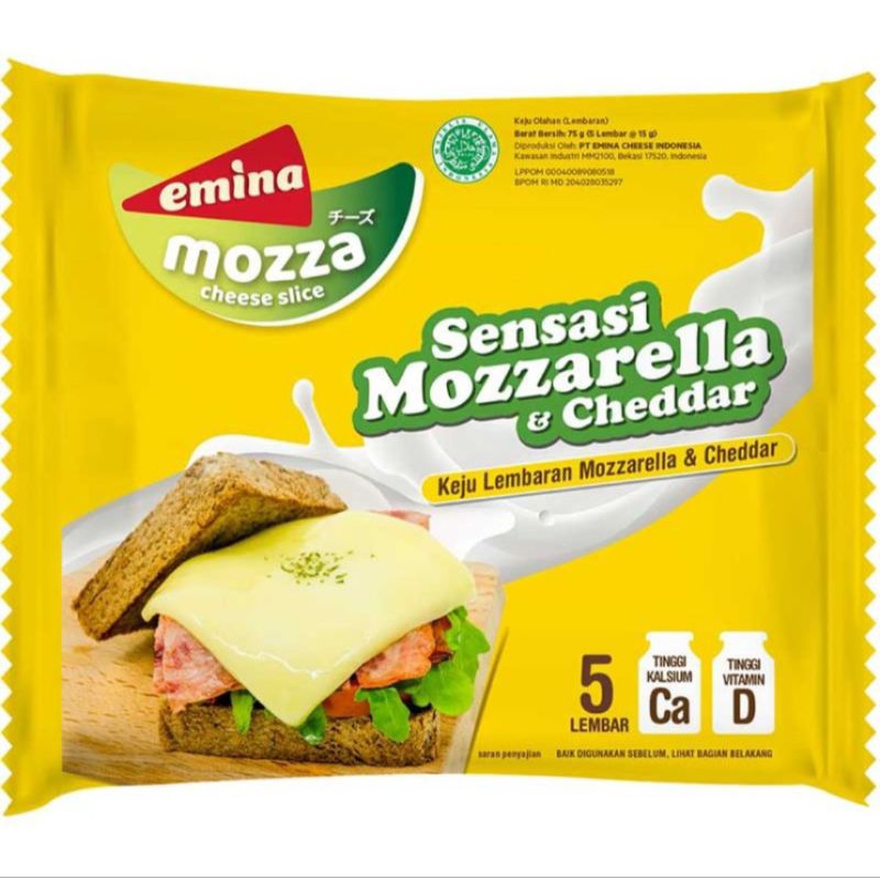 

Emina Cheese Mozza Keju Lembaran Mozzarella & Cheddar 5 x 15 g