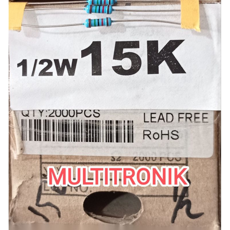 RESISTOR 15K 1/2WATT 1%  RESISTOR 0.5WATT 15K METAL FILM TAIWAN
