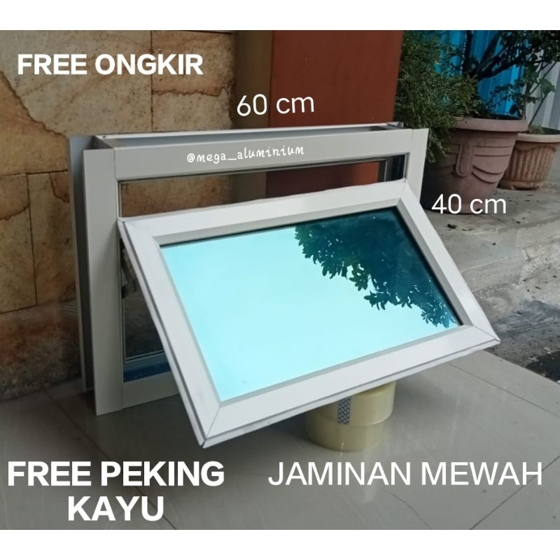 Jendela aluminium bovenli/casement 60x40 jendela mewah 1set tinggal pasang