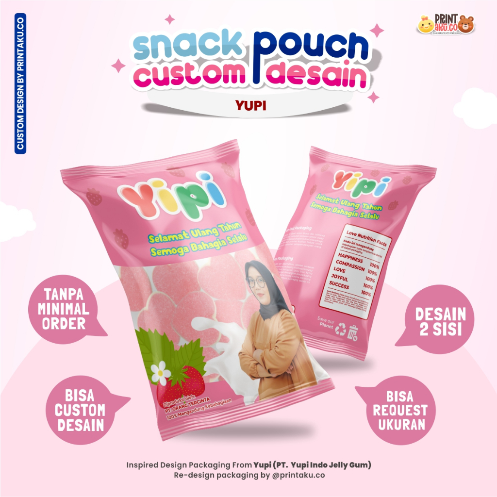 

Bungkus Kado Custom | Snack Custom Foto Teks Bungkus Kado Pouch Jumbo | Series Yupi Candy