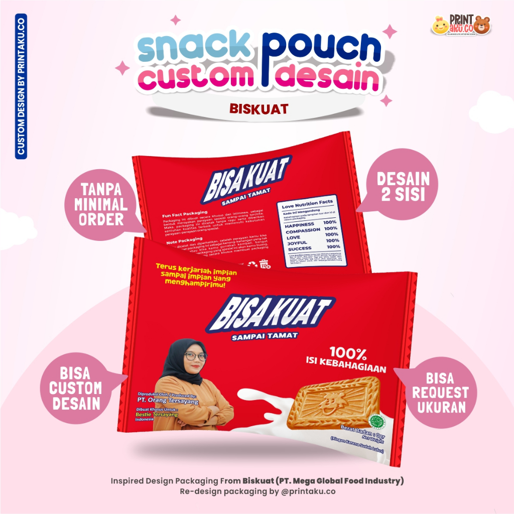 

Bungkus Kado Custom | Snack Custom Foto Teks Bungkus Kado Pouch Jumbo | Series Biskuat