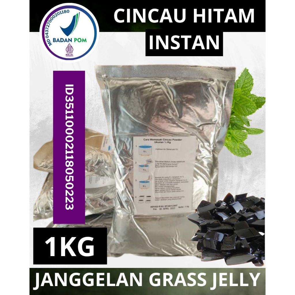 

BERKUALITAS...!! Bubuk Cincau Hitam Instan / Janggelan Grass Jelly Powder Kemasan Aluminium Foil 1 Kg