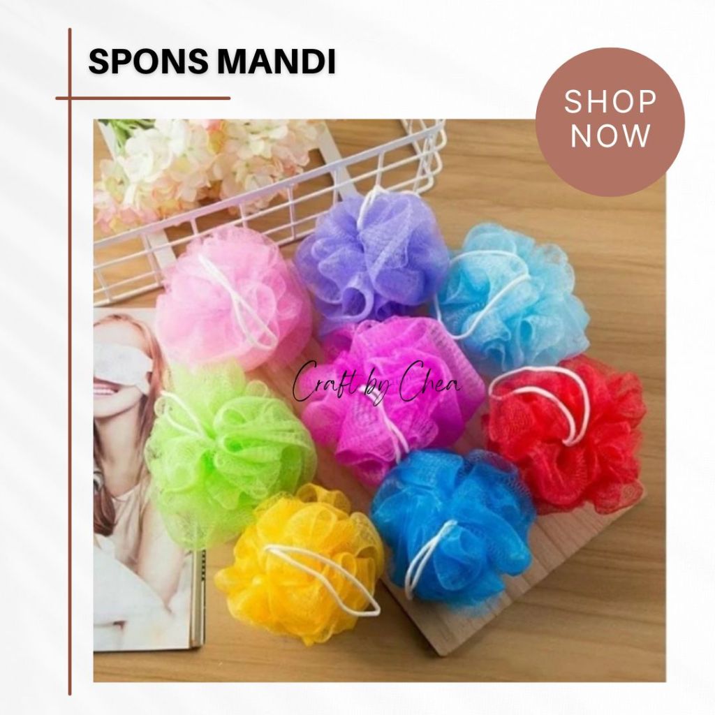 SPONS MANDI SHOWER PUFF Bath Sponge Jaring Sikat Badan Spon Busa Sabun Mekar Soap Bubble Foam Daki /