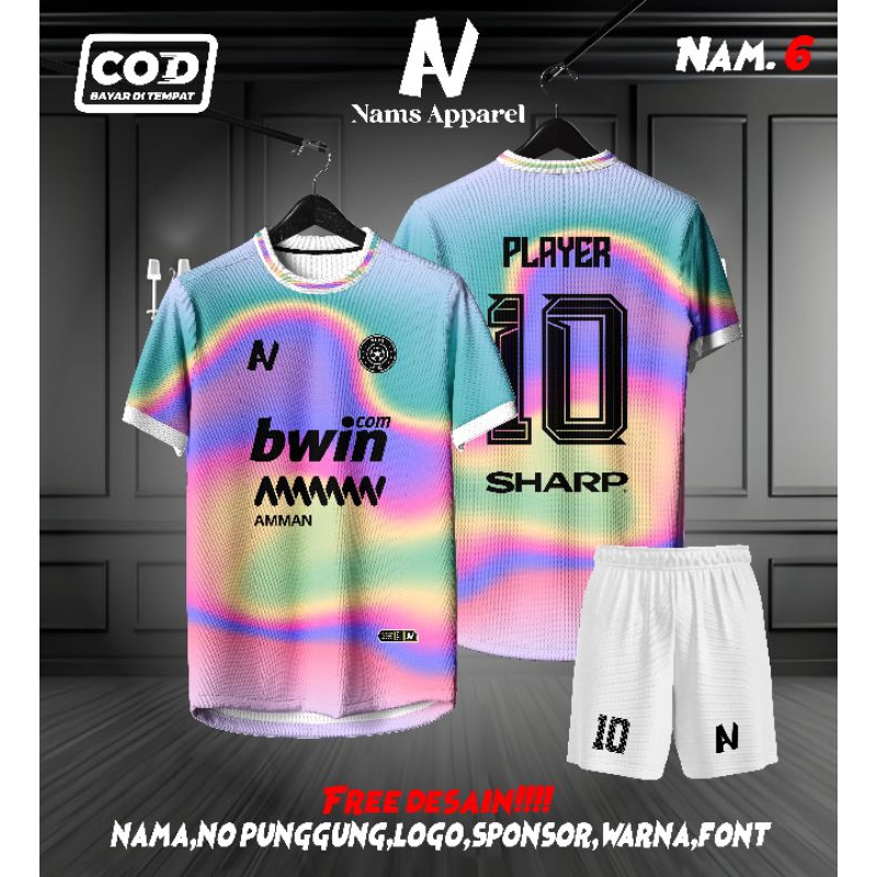 JERSEY FUTSAL / SEPAKBOLA FULL PRINTING HOLOGRAM KEREN BEBAS CUSTOM DESIGN FREE NAMA DAN NOMOR PUNGG
