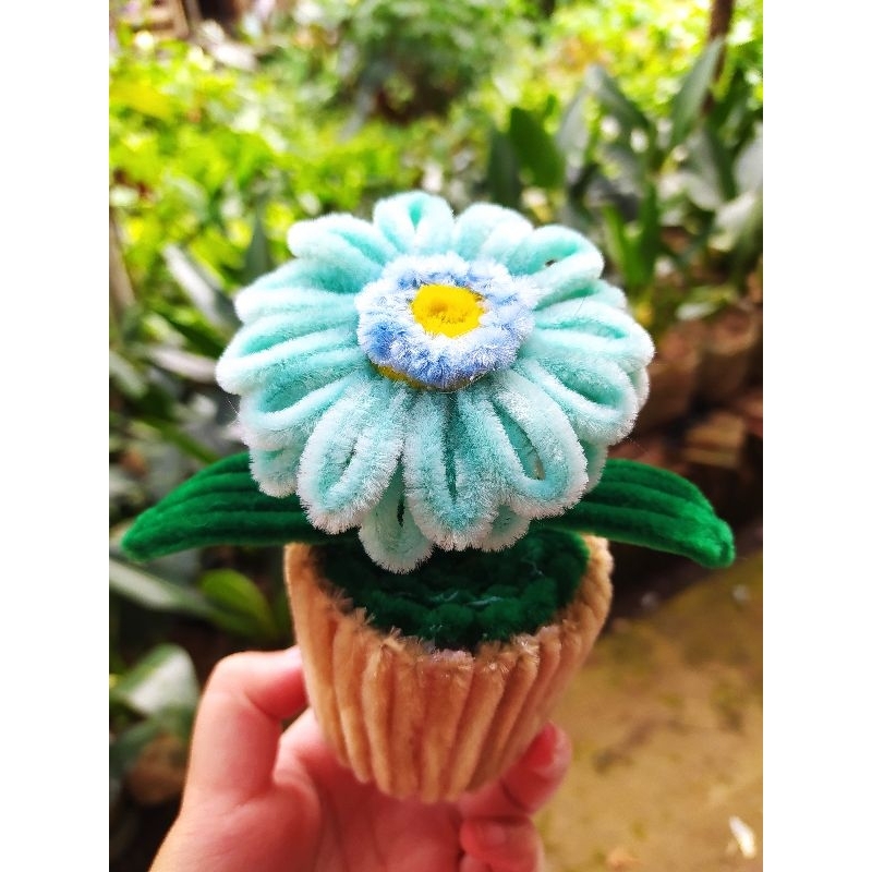 bunga kawat bulu daisy / bunga lucu / bunga palsu hiasan meja / hiasan lemari