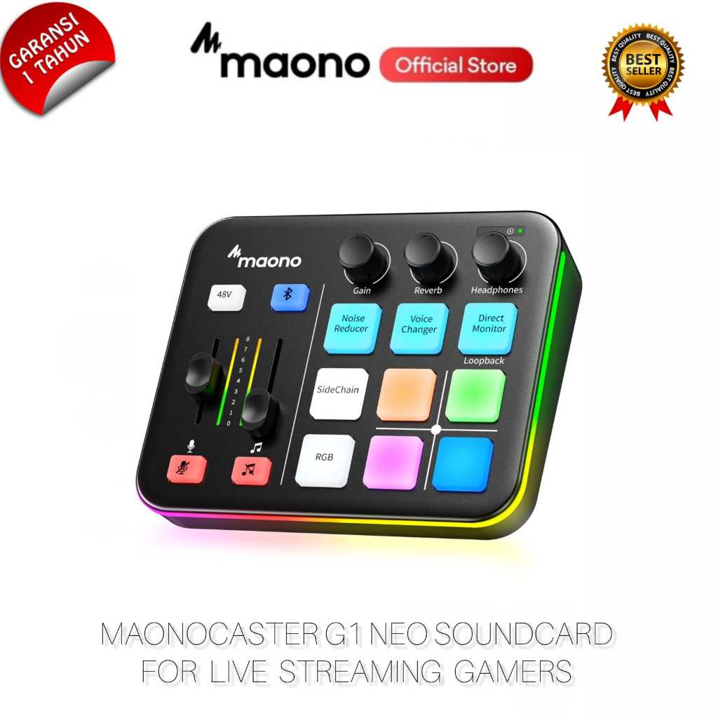MAONO G1 NEO Gaming Audio Interface RGB 48V Phantom Power for Live Streaming Content Create Gaming