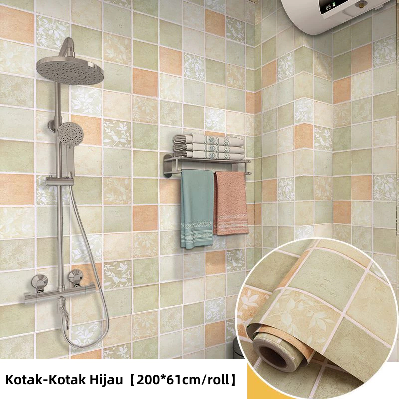 2M * 61CM PVC tahan air non-slip stiker lantai dapur kamar mandi / stiker lantai dapur kamar mandi b
