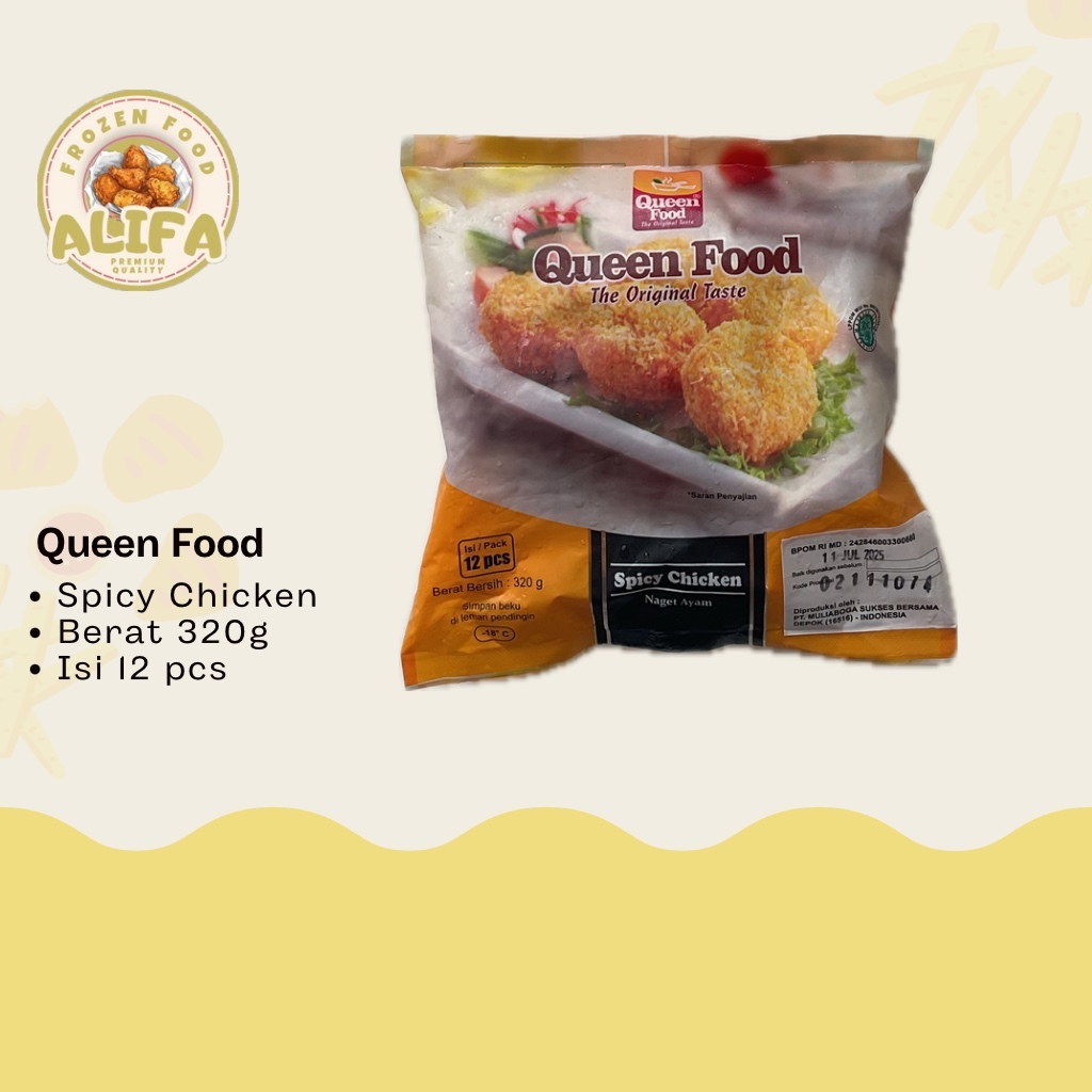 

Queen Food Spicy Chicken Naget Ayam Berat Bersih 320g