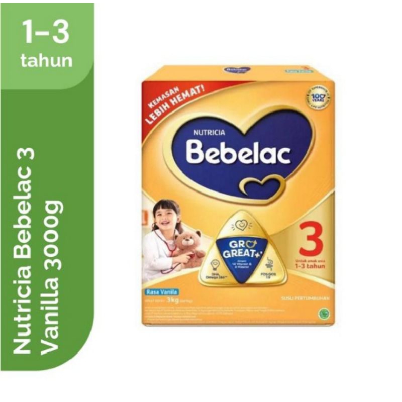 

Bebelac 3 Gro Great + Susu Bubuk Pertumbuhan Anak Vanilla 3kg