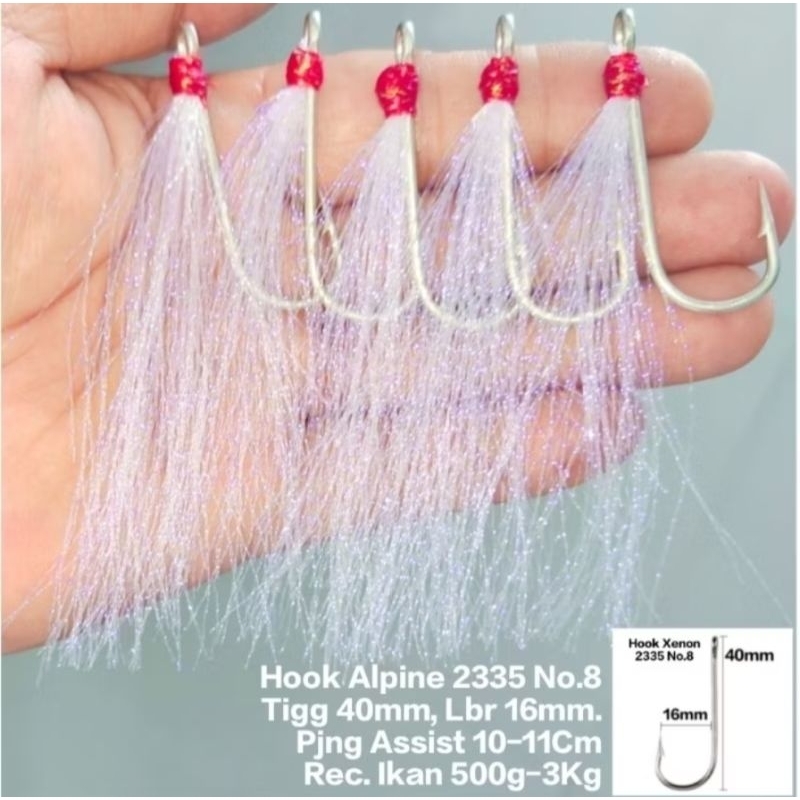 5PCS Umpan JIGGING 10CM  & Umpan Bulu Mutiara Sabiki Kotrek, Umpan Assist hook, KOTREKAN SABIKI UMPA
