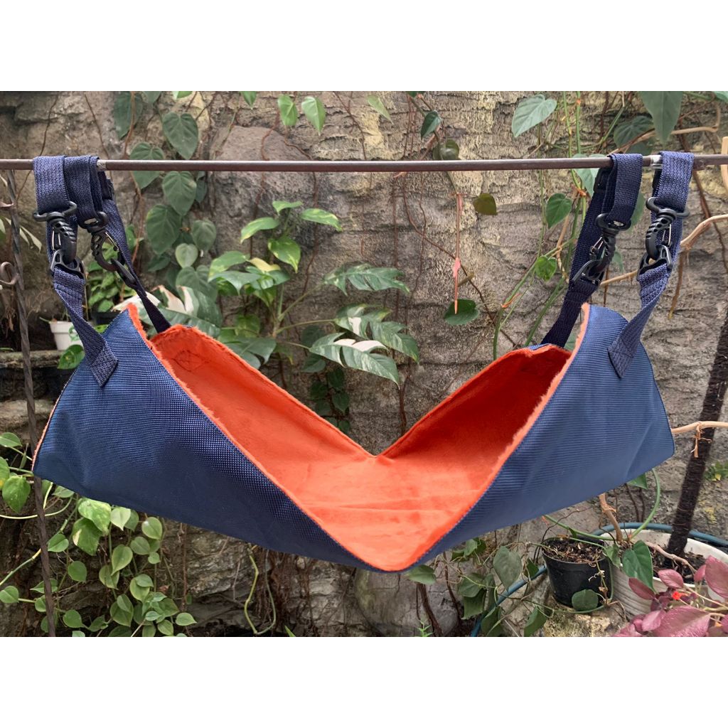 Daisyclutters Hammock / Ayunan Kucing Navy Terracota Akira Jumbo Murah Bahan Bulu Premium