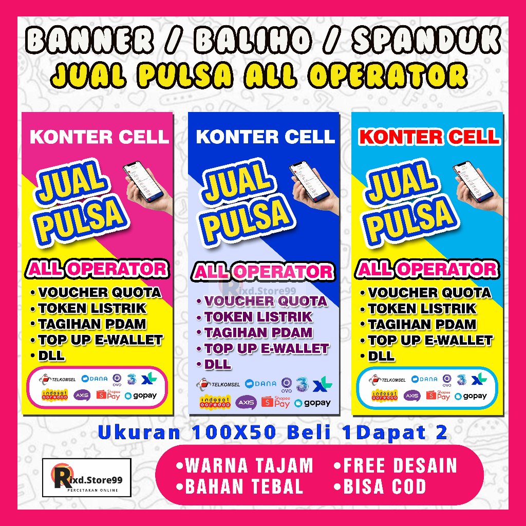 BANNER SPANDUK JUAL PULSA ALL OPERATOR BANNER BALIHO SPANDUK BENER MURAH