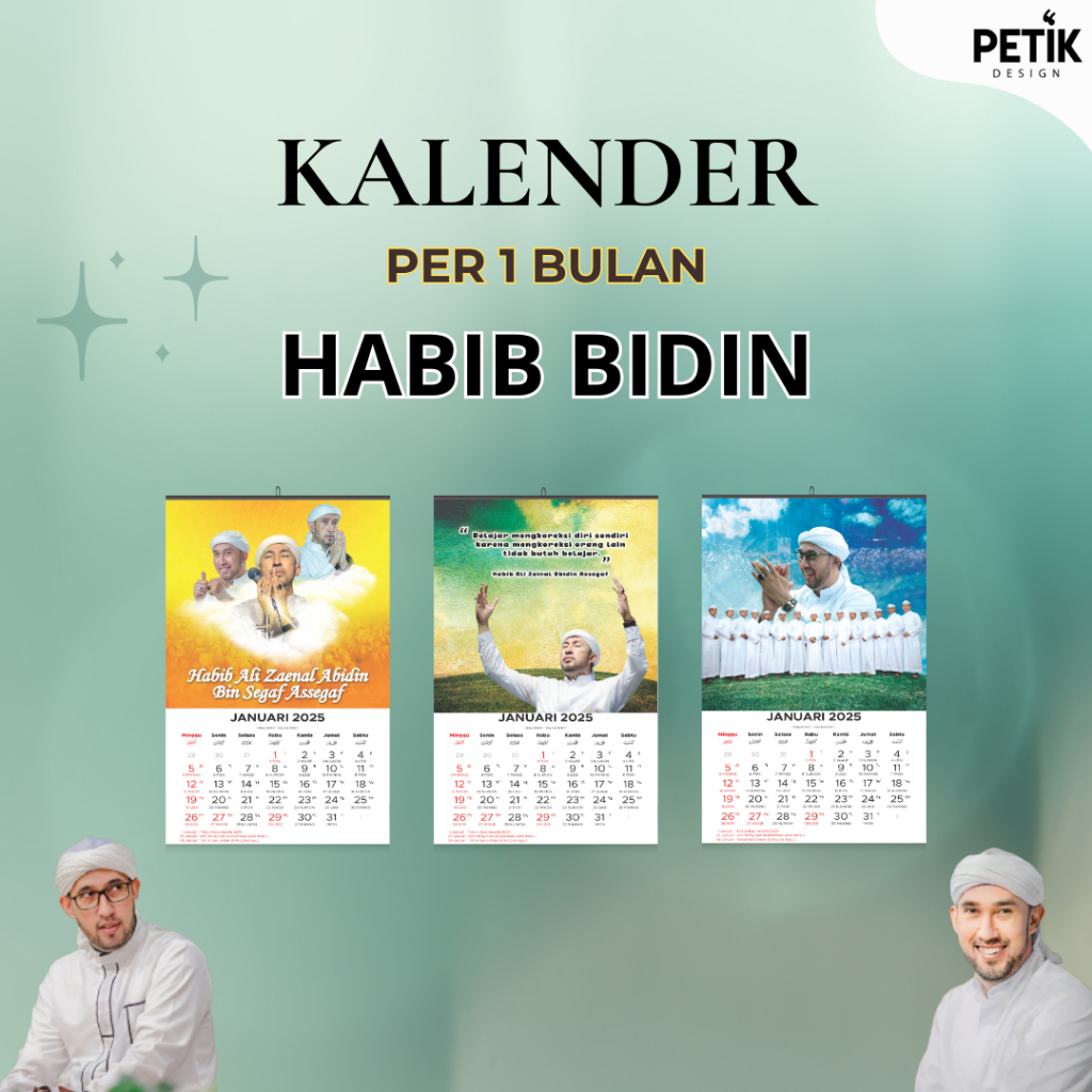 

Kalender Dinding Habib Ali Zainal Abidin (Habib Bidin Azzahir) NU 2025 12 Lembar Klem