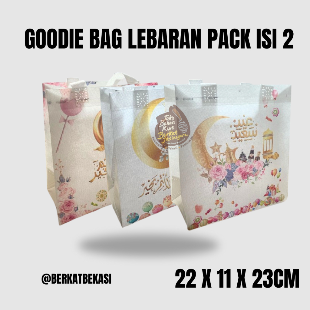 

GOODIE BAG LEBARAN UK. 22X11X23CM/ PACK ISI 2 / TAS HAMPERS LEBARAN / TAS HAMPERS SERBAGUNA