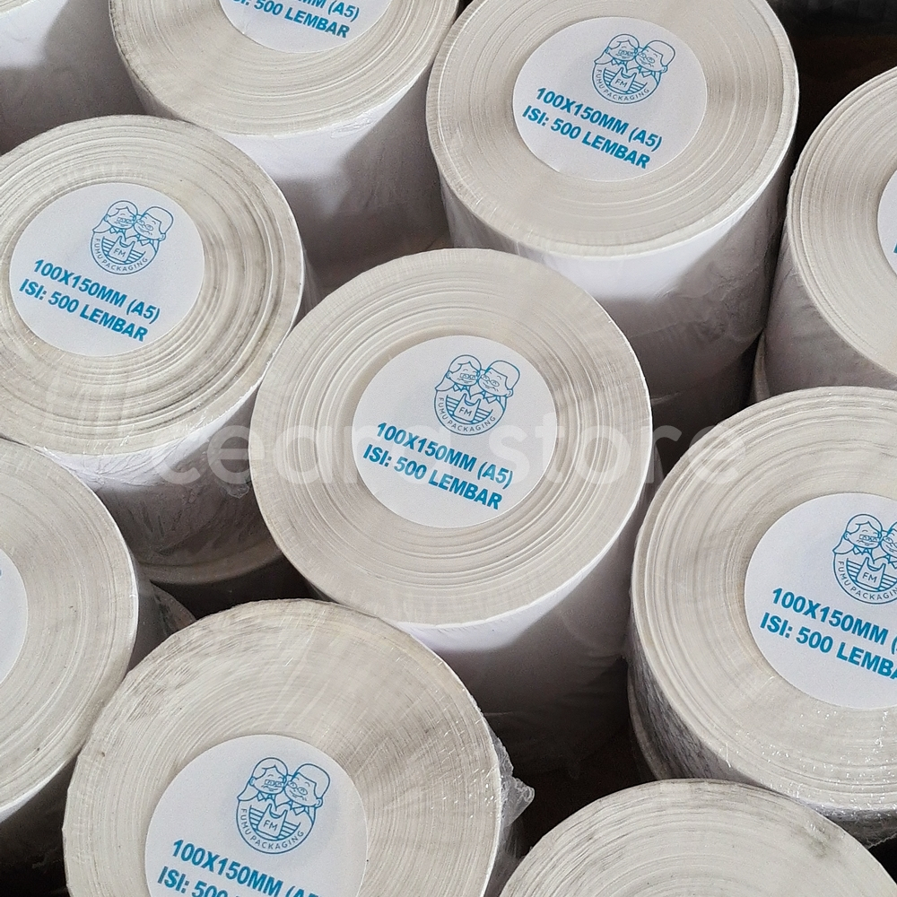 

STICKER LABEL THERMAL ROLL 100x150 ISI 500 UKURAN A6 FUMU