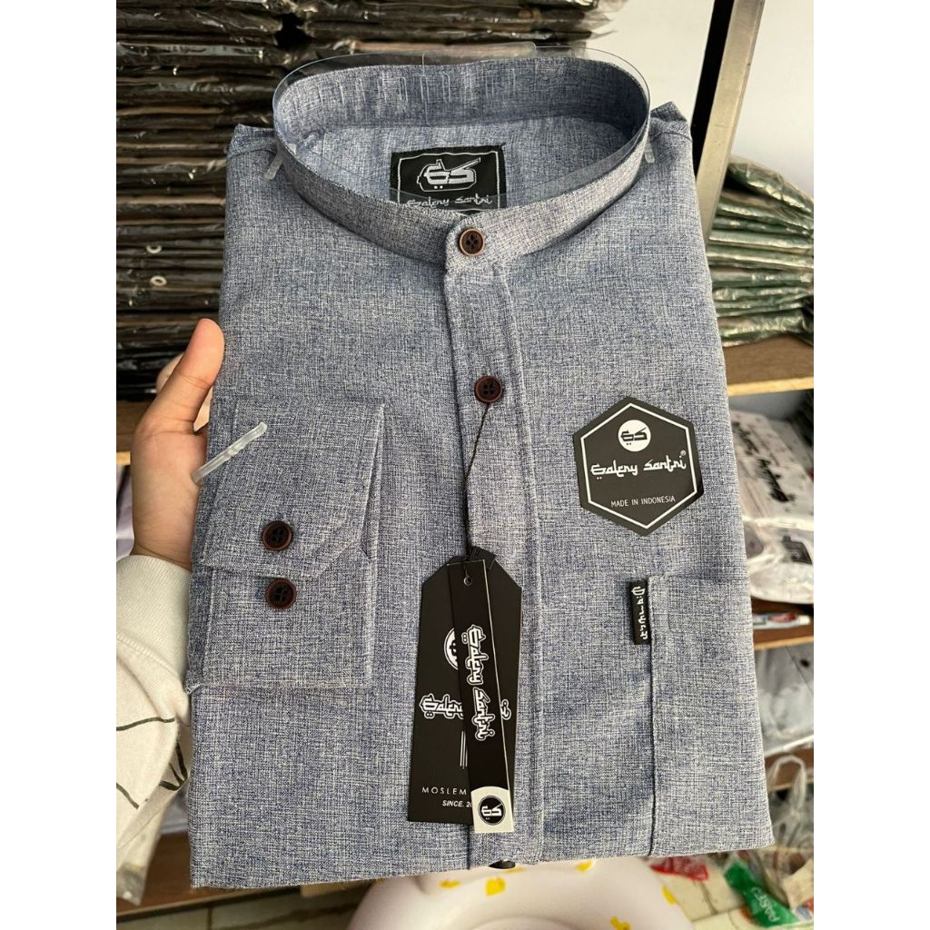 Kemeja Koko Sanghai Lengan Panjang Katun Madinah Polos