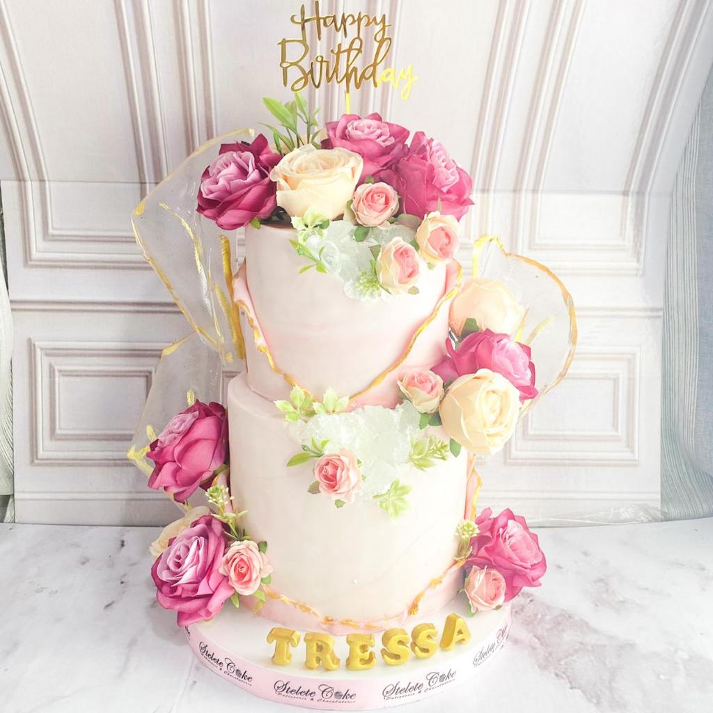 

Kue Ulang Tahun/Kue birthday/Kue Ultah Tema Flower/Kue Tema Pink