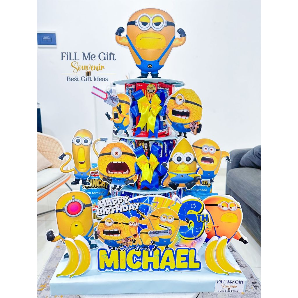 

BK - Mega Minion - Snack Tower Cake Tart Birthday / Kado Ulang Tahun Kue Snack Lucu Tingkat