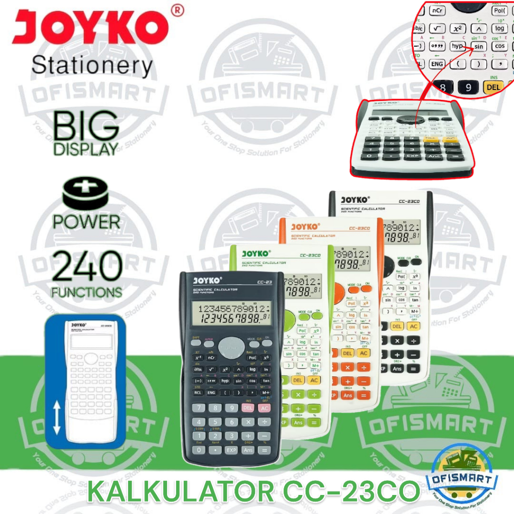 

Joyko Calculator Kalkulator Scientific 240 Functions | CC-23CO