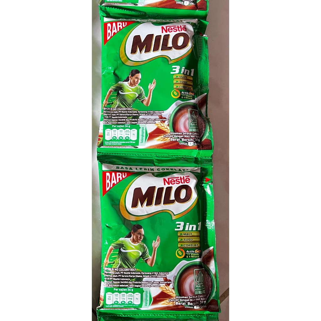 

Susu Milo 3in1 34gr ( Harga 1 renteng isi 10 sachet x 34 gr )