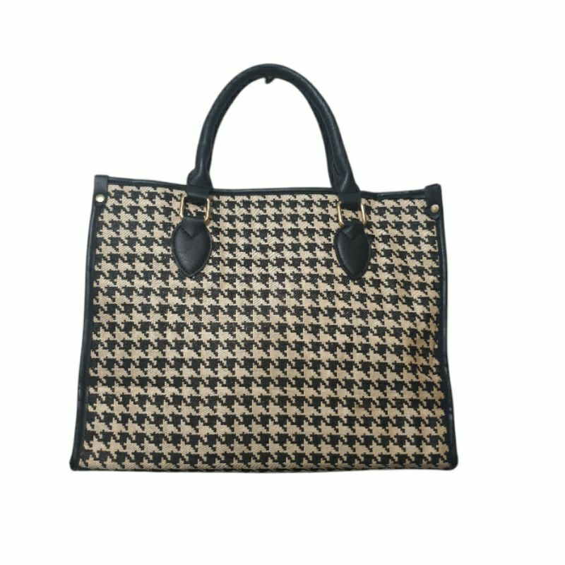 Preloved Tas Tote Kanvas Print Houndstooth