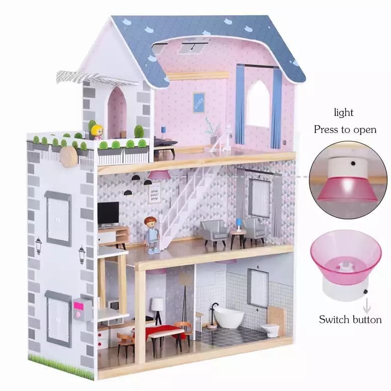 mainan edukasi rumah kayu boneka barbie hadiah untuk anak cowo or cewe