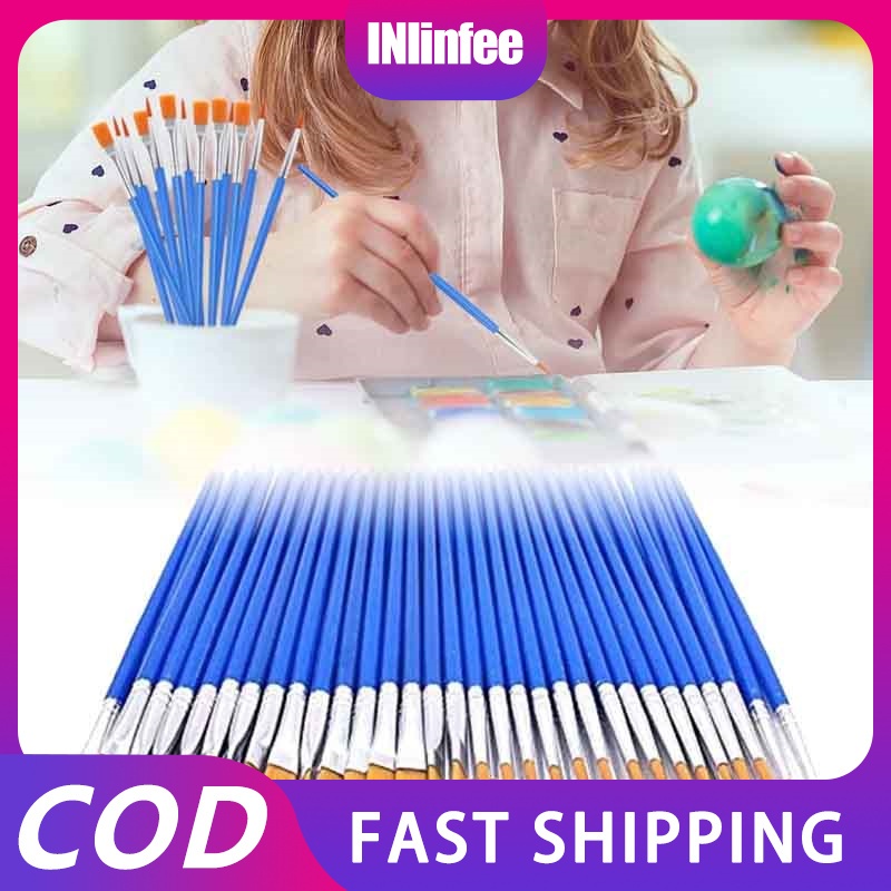 

100Pcs Kuas Lukis Akrilik /Bulu Nilon Cat Air Sikat /Lukisan Cat Minyak