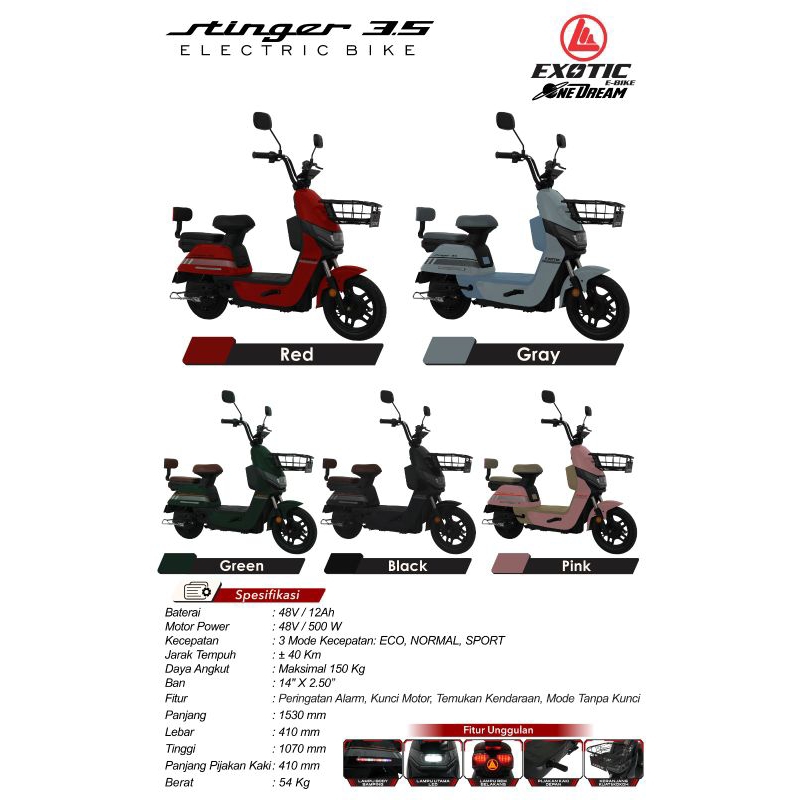 sepeda listrik Exotic Stinger 3.5 Pontianak