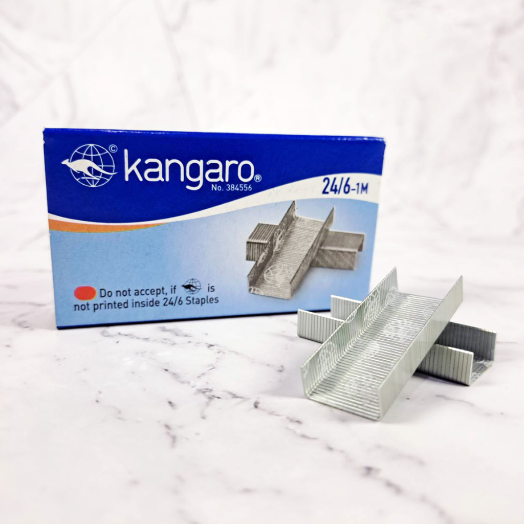 

Staples Kangaro 24/6-1M Isi Stapler Kangaro No.24/6-1M isi1000 Staples/pack (20 x 50) - Staples Berkualitas Tinggi