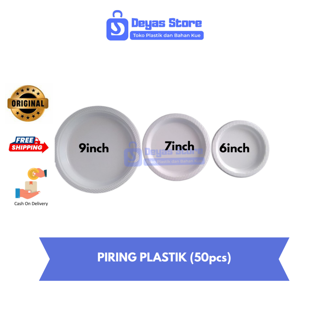 PIRING PLASTIK PUTIH SUSU (50pcs)