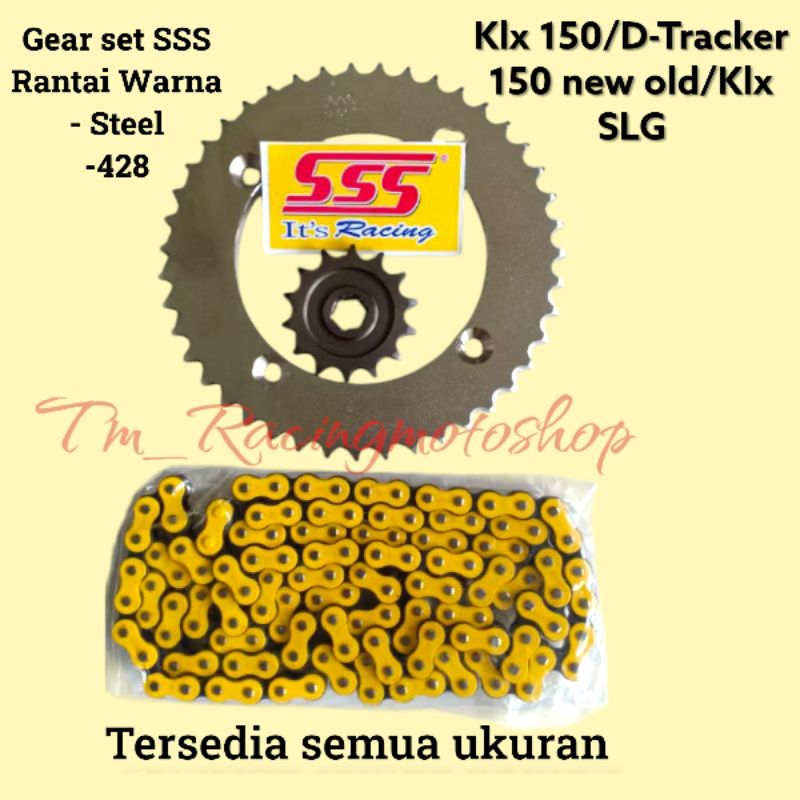 gear gir set sss 428 rantai warna klx 150 Dtracker 150 new old klx S L G