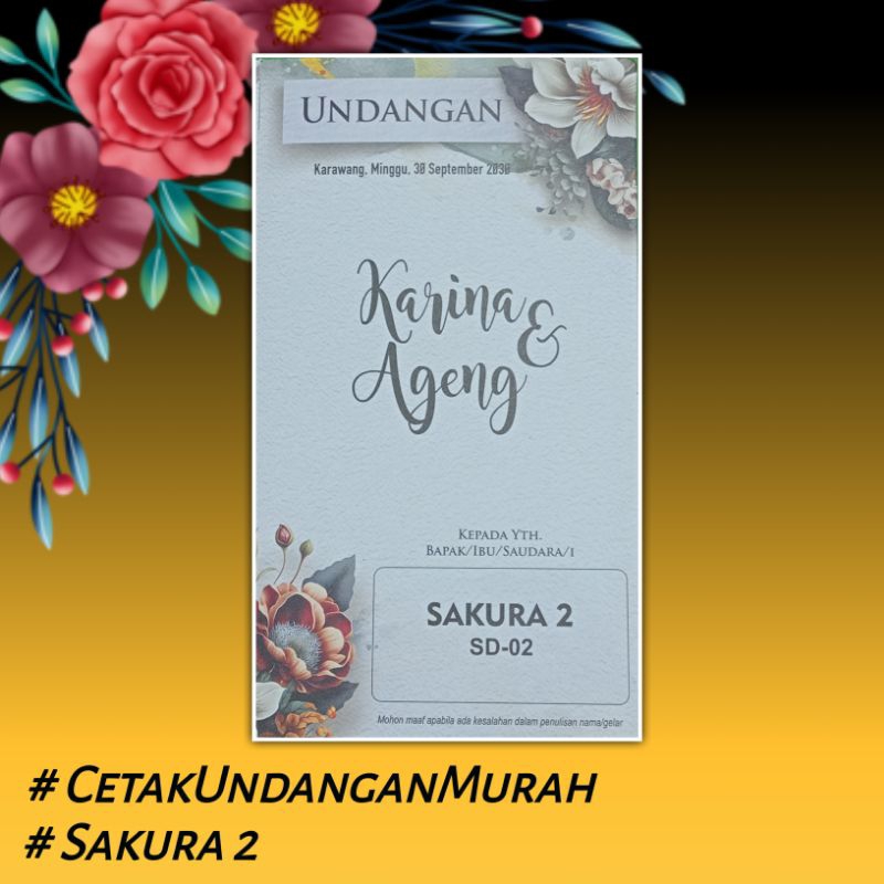 

Undangan Sakura 2 ( Undangan Pernikahan , Khitan , Walimatul Khitan, Walimatul Ursy )