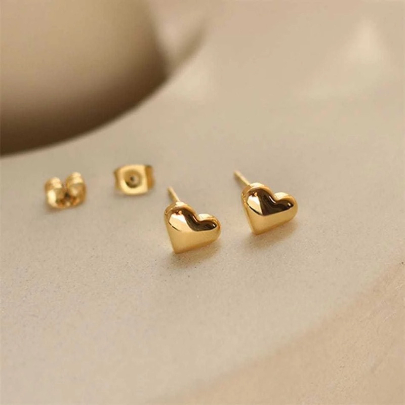 Anting Titanium Asli Anti Karat Tidak Alergi Giwang Love Hati Warna Gold