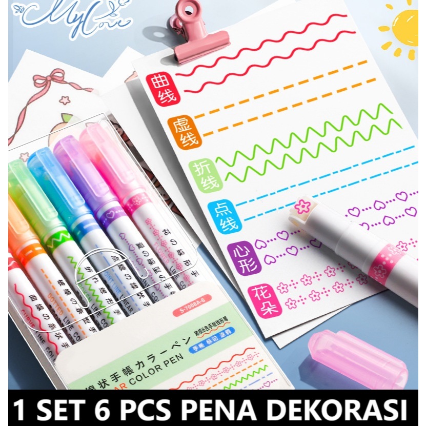 

1 SET 6 PCS SINMIO Linear Color pen pena polpen pulpen spidol dekorasi warna warni hias Highlighter hiasan buku notebook diary book catatan sekolah buku pelajaran les anak tk sd sma smp smk bunga garis curve viral tiktok tik tok fyp hadiah kado premium