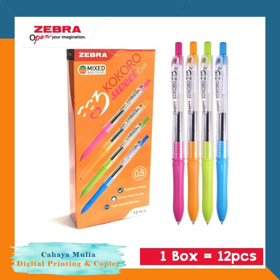 

Pulpen Gel Kokoro Sweet Gel Tinta Hitam 0.5 Zebra