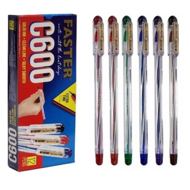 

Balpen Faster C600 (cabut) Biru Hitam Merah - Gross isi 12 Doz.