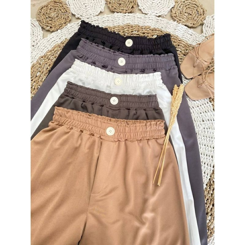 Celana Wanita Kulot Luna Pensil Panjang Highwaist Kerut Susun Kancing  Terbaru 2024