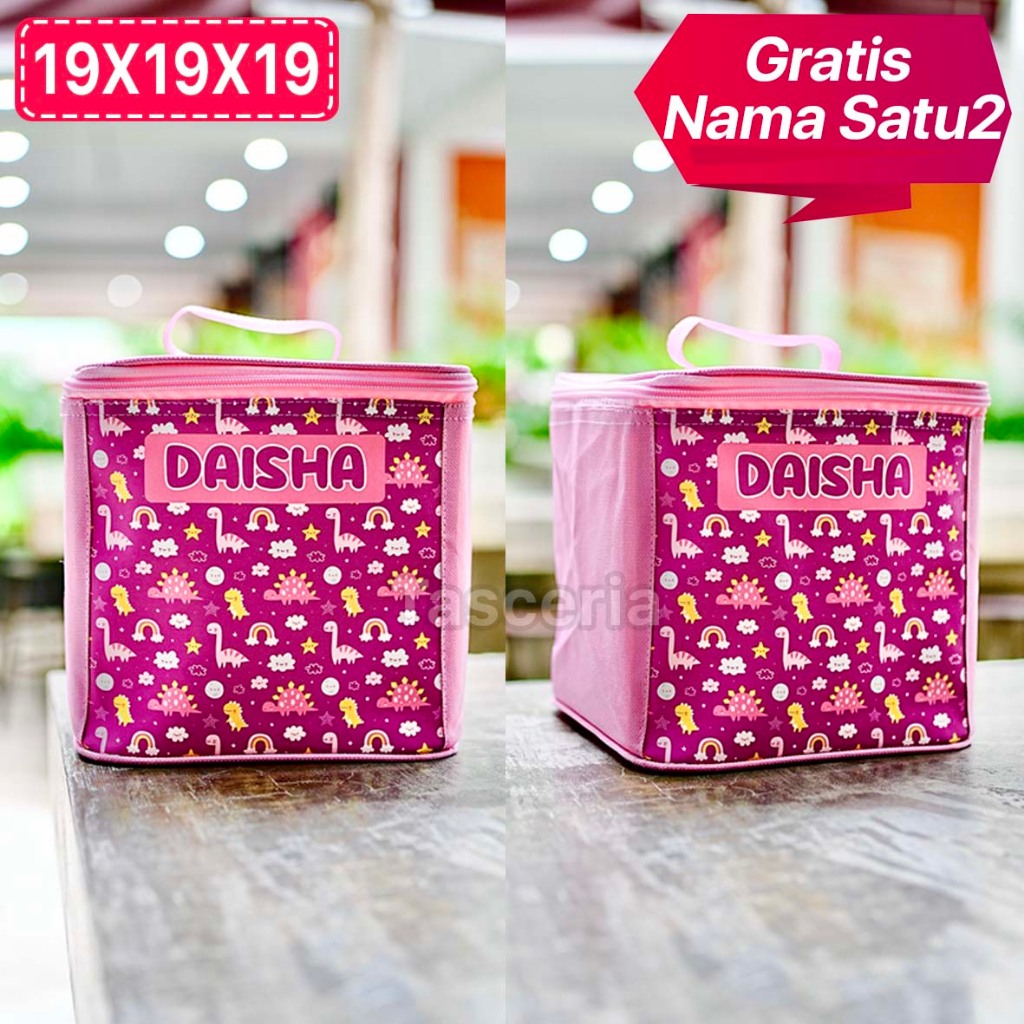 

Tas Souvenir Kubus Gambar Dinosaurus Pink Lucu