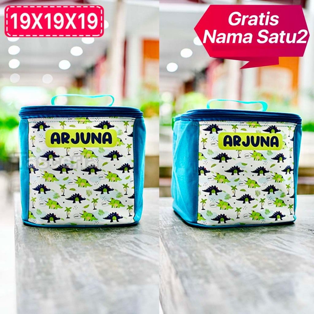 Tas Hampers Custom Ultah Anak Gambar Dino Kubus