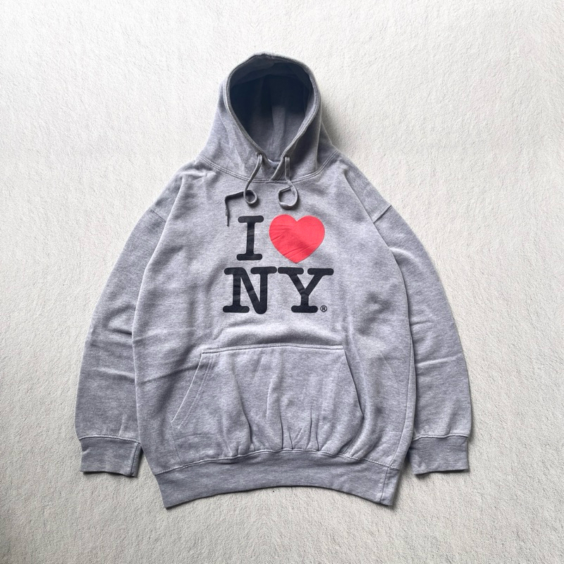 Hoodie I Love NY Abu-abu